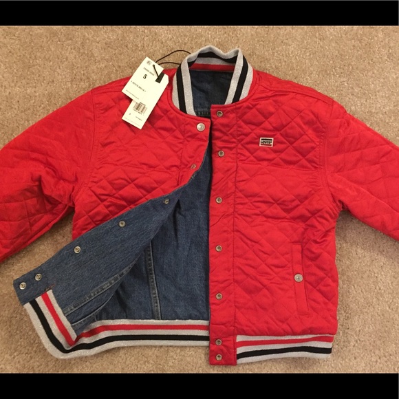 Levi’s Reversible Denim Bomber Varsity Jacket - Picture 6 of 8